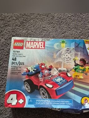 LEGO Marvel Spider-Man Red Car with Villain Doc Ock With Glow In Dark Pices